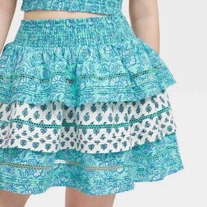 Roller Rabbit X Target Skirt with Blue Floral Print XS